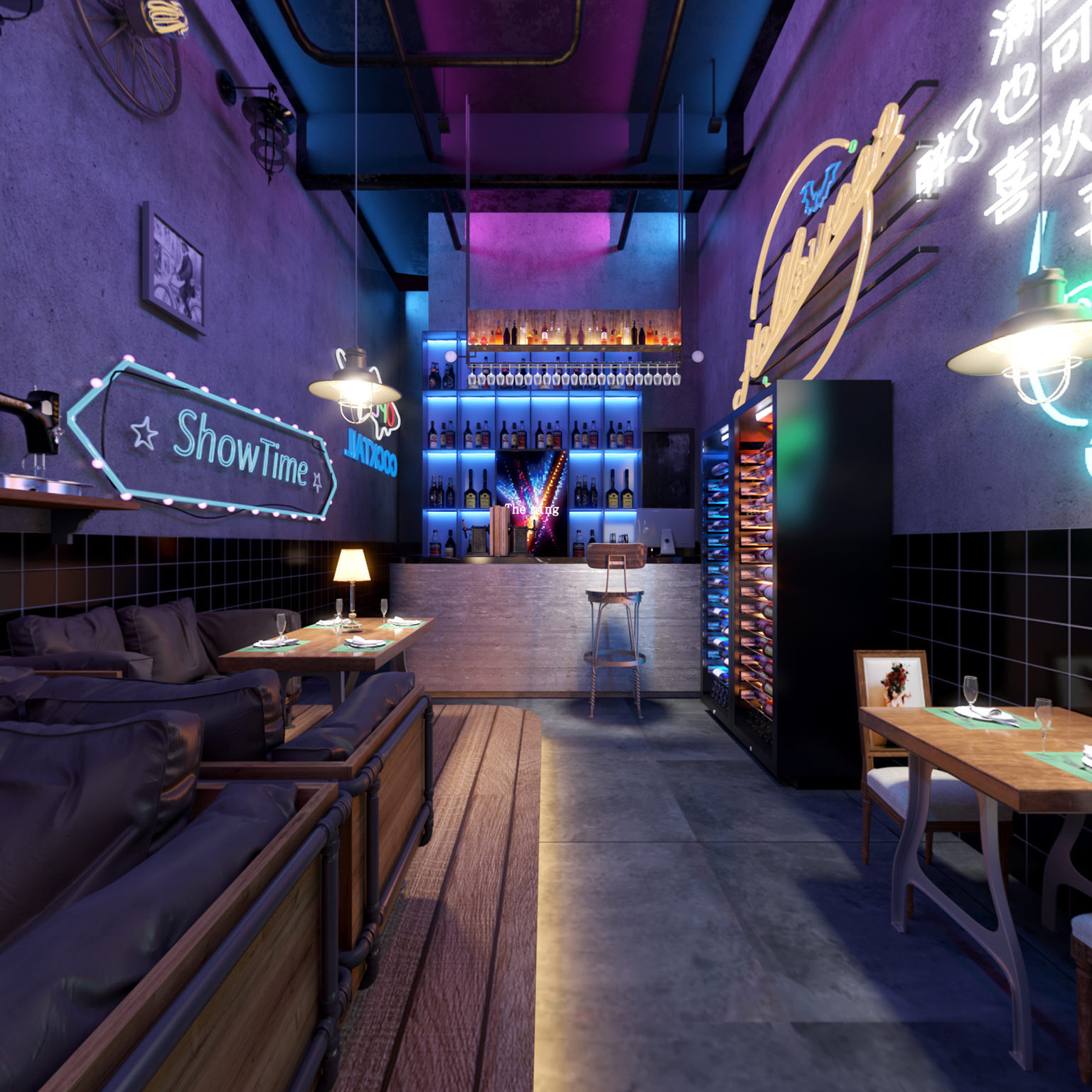 全景工业风酒吧 清吧3d模型