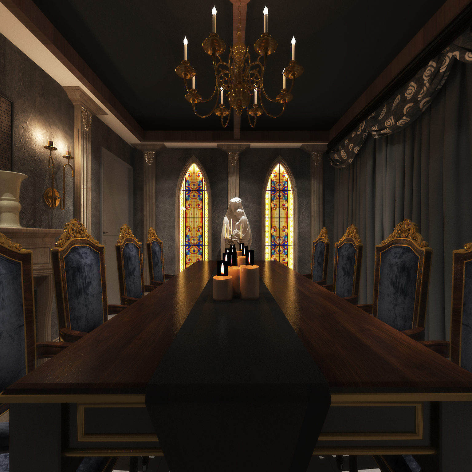 全景欧式古典剧本杀3d模型