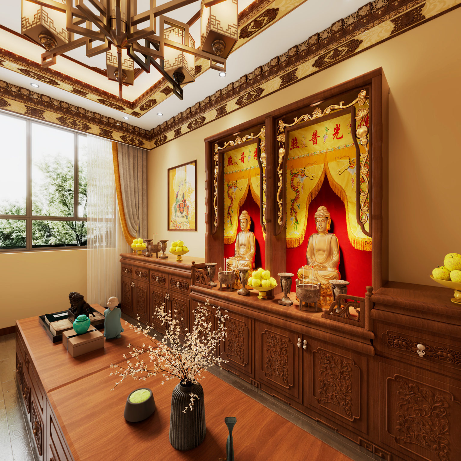 全景藏式佛堂3d模型