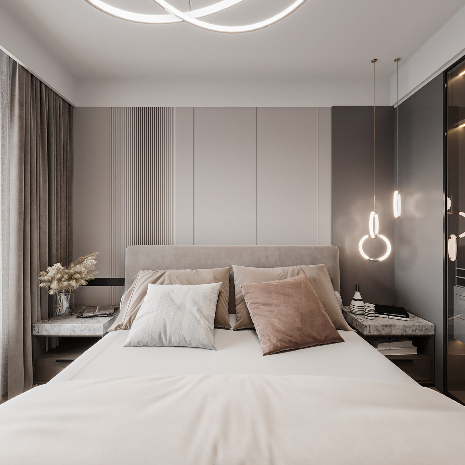 全景现代卧室3d模型