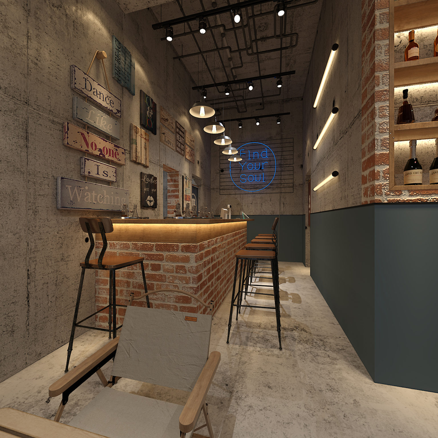 全景工业风小酒馆 酒吧 前台3d模型