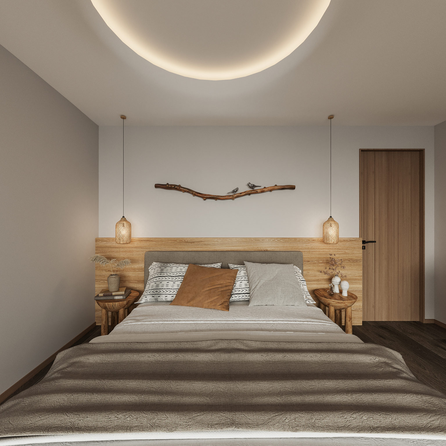 全景新中式民宿客房3d模型