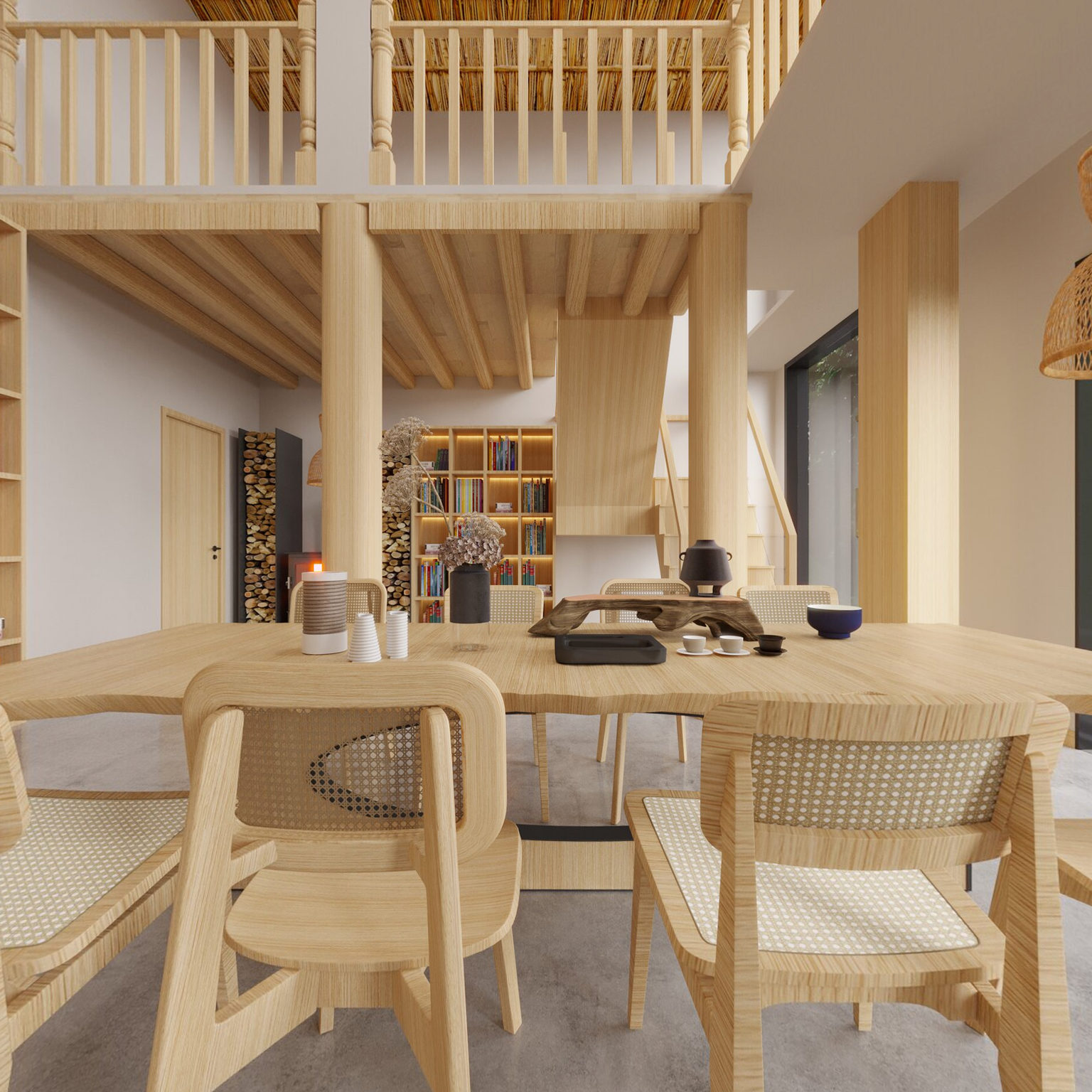 全景北欧书吧3d模型