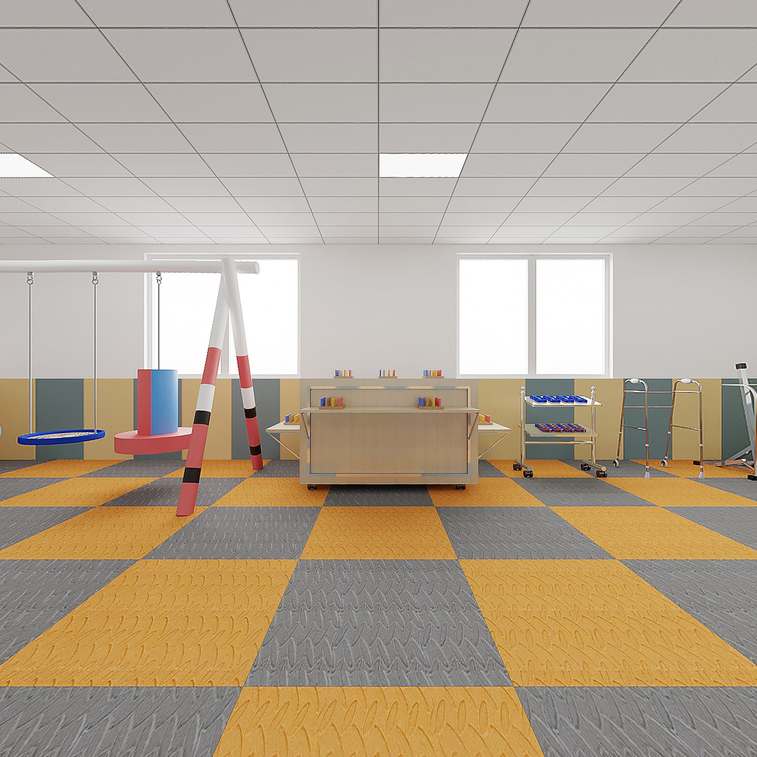 全景现代幼儿园活动室3d模型