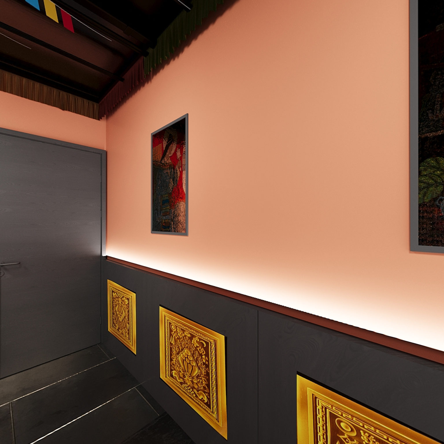 全景藏式火锅店包厢3d模型