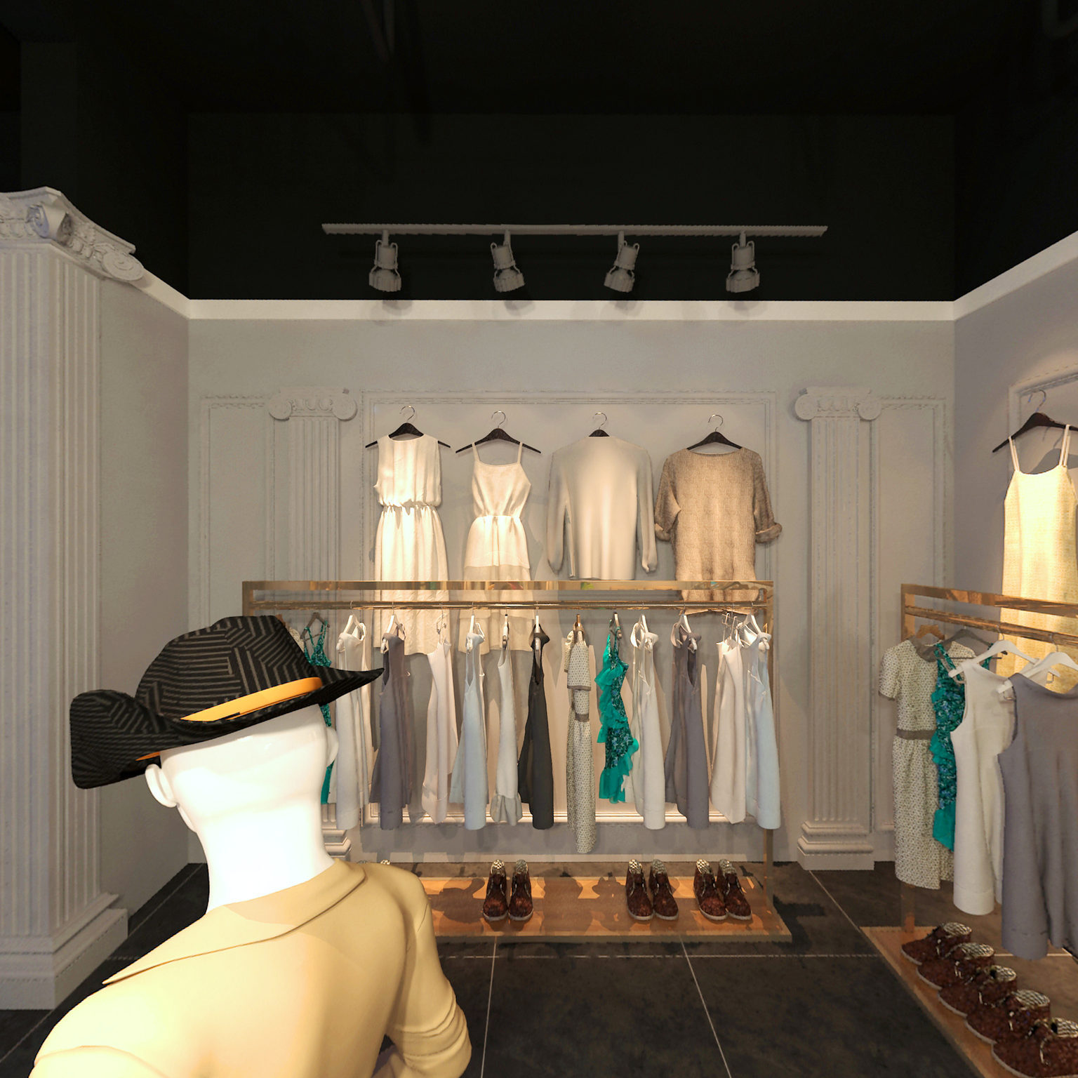 全景轻奢风格女士服装店3d全景模型3d模型