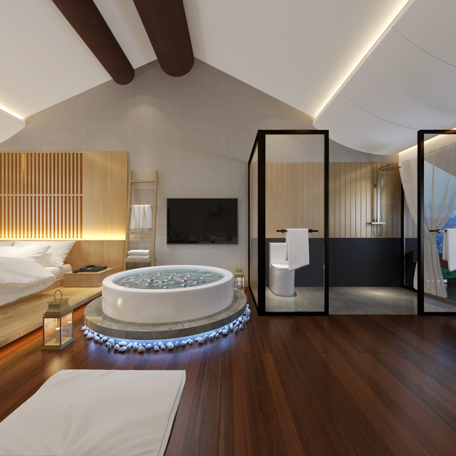 全景东南亚酒店民宿客房3d全景模型3d模型