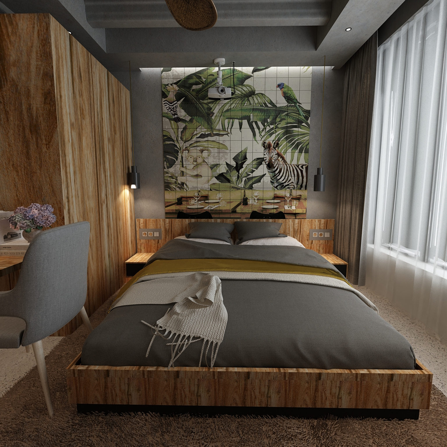 全景东南亚酒店客房卧室3d全景模型3d模型