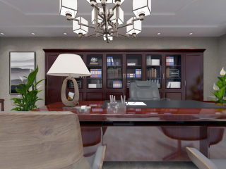 新中式办公室3D全景模型【ID:735264568】