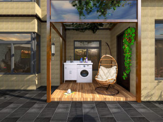 现代院子 假山 鱼池 花园 休闲【ID:925176134】